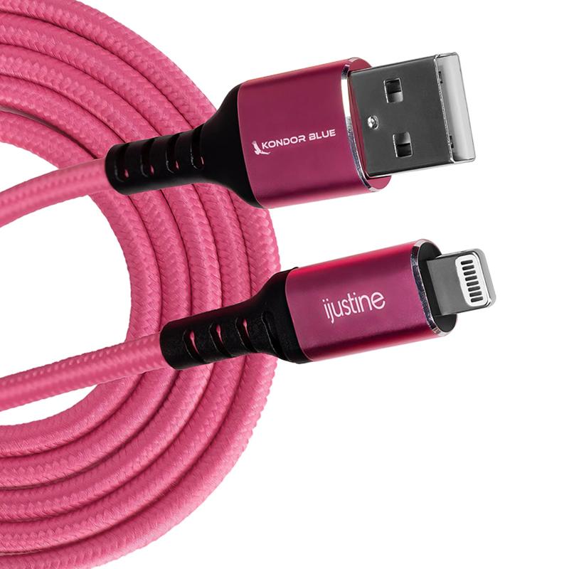 Kondor Blue iJustine Pink Lightning Cable for iPhone Charging & Sync USB-A
